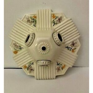 Porcelain‎ Light Fixture Vintage 1930's Porcelier 3 Bulb Ivory Free Shipping